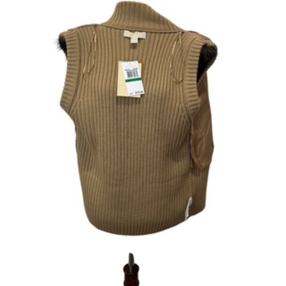 NEW Michael Kors Faux Fur And Sweater Knit Vest Zip Front Women’s‎ Sz Large NWT - Picture 9 of 14